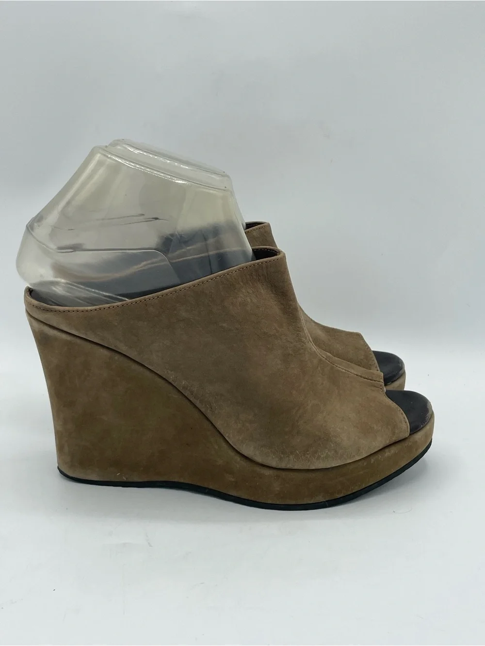 Cordani Tan Suede Open-Toe Wedge Mules
